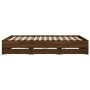 Oak brown engineered wood bed with drawers 180x200 cm by , Beds and slatted bases - Ref: Foro24-3207258, Price: 193,21 €, Dis...