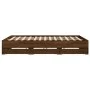 Oak brown engineered wood bed with drawers 180x200 cm by , Beds and slatted bases - Ref: Foro24-3207258, Price: 193,24 €, Dis...