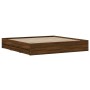 Oak brown engineered wood bed with drawers 180x200 cm by , Beds and slatted bases - Ref: Foro24-3207258, Price: 193,21 €, Dis...