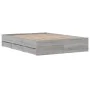 Sonoma gray engineered wood bed with drawers 120x200 cm by , Beds and slatted bases - Ref: Foro24-3207285, Price: 202,92 €, D...