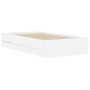 Weißes Holzwerkstoffbett mit Schubladen 100x200 cm von , Betten und Lattenroste - Ref: Foro24-3207287, Preis: 136,83 €, Rabat...