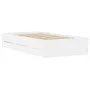 White engineered wood bed with drawers 100x200 cm by , Beds and slatted bases - Ref: Foro24-3207287, Price: 135,22 €, Discoun...