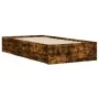 Cama con cajones madera de ingeniería roble ahumado 100x200 cm de , Camas y somieres - Ref: Foro24-3207291, Precio: 133,06 €,...