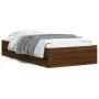 Oak brown engineered wood bed with drawers 100x200 cm by , Beds and slatted bases - Ref: Foro24-3207293, Price: 136,29 €, Dis...
