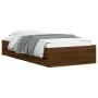 Oak brown engineered wood bed with drawers 100x200 cm by , Beds and slatted bases - Ref: Foro24-3207293, Price: 136,29 €, Dis...