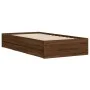Oak brown engineered wood bed with drawers 100x200 cm by , Beds and slatted bases - Ref: Foro24-3207293, Price: 136,29 €, Dis...