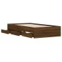Oak brown engineered wood bed with drawers 100x200 cm by , Beds and slatted bases - Ref: Foro24-3207293, Price: 136,29 €, Dis...