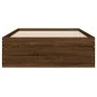 Oak brown engineered wood bed with drawers 100x200 cm by , Beds and slatted bases - Ref: Foro24-3207293, Price: 136,29 €, Dis...