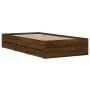 Oak brown engineered wood bed with drawers 100x200 cm by , Beds and slatted bases - Ref: Foro24-3207293, Price: 136,29 €, Dis...