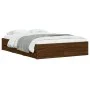 Oak brown engineered wood bed with drawers 120x190 cm by , Beds and slatted bases - Ref: Foro24-3207321, Price: 198,77 €, Dis...