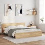 Estructura de cama con cabecero roble Sonoma 160x200 cm de , Camas y somieres - Ref: Foro24-3207471, Precio: 177,45 €, Descue...