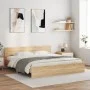 Sonoma oak bed frame with headboard 160x200 cm by , Beds and slatted bases - Ref: Foro24-3207471, Price: 171,36 €, Discount: %