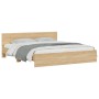 Estructura de cama con cabecero roble Sonoma 160x200 cm de , Camas y somieres - Ref: Foro24-3207471, Precio: 177,45 €, Descue...