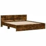 Bed frame with smoked oak headboard 160x200 cm by , Beds and slatted bases - Ref: Foro24-3207473, Price: 169,02 €, Discount: %