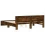 Bed frame with smoked oak headboard 160x200 cm by , Beds and slatted bases - Ref: Foro24-3207473, Price: 169,02 €, Discount: %