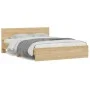 Sonoma oak bed frame with headboard 150x200 cm by , Beds and slatted bases - Ref: Foro24-3207478, Price: 139,79 €, Discount: %