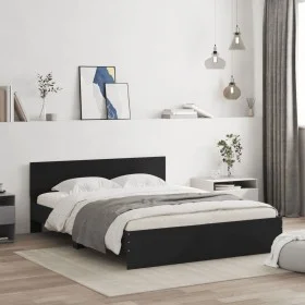 Bed frame with black headboard 140x200 cm by , Beds and slatted bases - Ref: Foro24-3207484, Price: 174,51 €, Discount: %