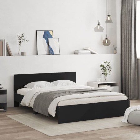 Bed frame with black headboard 140x200 cm by , Beds and slatted bases - Ref: Foro24-3207484, Price: 176,87 €, Discount: %