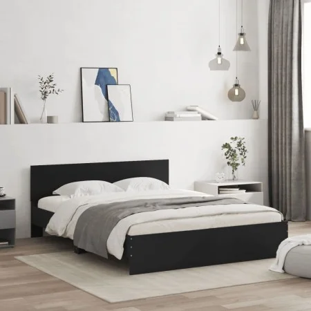 Estructura de cama con cabecero negra 140x200 cm de , Camas y somieres - Ref: Foro24-3207484, Precio: 173,68 €, Descuento: %