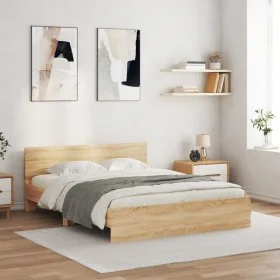 Estructura de cama con cabecero roble Sonoma 140x190 cm de , Camas y somieres - Ref: Foro24-3207499, Precio: 162,89 €, Descue...