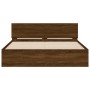 Bed frame with oak brown headboard 140x190 cm by , Beds and slatted bases - Ref: Foro24-3207503, Price: 182,08 €, Discount: %