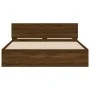 Estructura de cama con cabecero marrón roble 140x190 cm de , Camas y somieres - Ref: Foro24-3207503, Precio: 179,24 €, Descue...