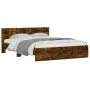 Bed frame with smoked oak headboard 140x190 cm by , Beds and slatted bases - Ref: Foro24-3207501, Price: 152,71 €, Discount: %