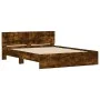 Bed frame with smoked oak headboard 140x190 cm by , Beds and slatted bases - Ref: Foro24-3207501, Price: 152,71 €, Discount: %