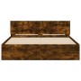 Bed frame with smoked oak headboard 140x190 cm by , Beds and slatted bases - Ref: Foro24-3207501, Price: 155,04 €, Discount: %