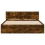 Bed frame with smoked oak headboard 140x190 cm by , Beds and slatted bases - Ref: Foro24-3207501, Price: 152,71 €, Discount: %