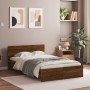 Bed frame with oak brown headboard 120x190 cm by , Beds and slatted bases - Ref: Foro24-3207517, Price: 169,22 €, Discount: %