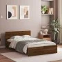 Bed frame with oak brown headboard 120x190 cm by , Beds and slatted bases - Ref: Foro24-3207517, Price: 166,40 €, Discount: %