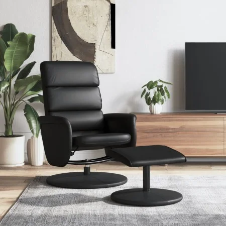 Recliner chair with footrest in black synthetic leather by , Armchairs - Ref: Foro24-356722, Price: 172,36 €, Discount: %