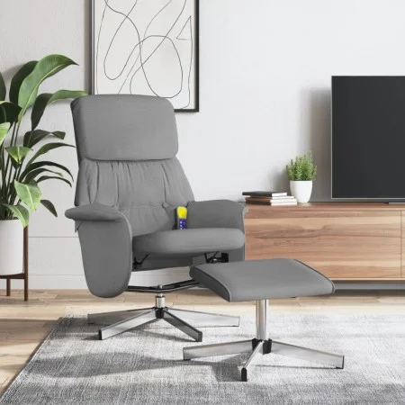 Recliner massage chair with footrest light gray fabric by , Armchairs - Ref: Foro24-356678, Price: 120,96 €, Discount: %