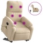 Sillón masaje eléctrico reclinable elevable tela crema de , Sillones - Ref: Foro24-3204954, Precio: 359,01 €