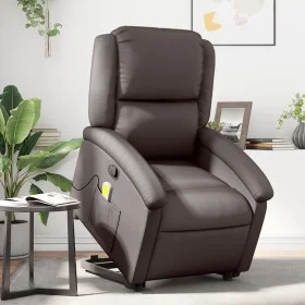 Dunkelbrauner, anhebbarer Massagesessel aus echtem Leder von , Sessel - Ref: Foro24-3204267, Preis: 429,39 €, Rabatt: %