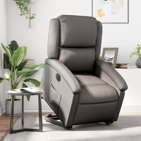 Grauer elektrisch anhebbarer Lehnstuhl aus echtem Leder von , Sessel - Ref: Foro24-3204273, Preis: 411,90 €, Rabatt: %