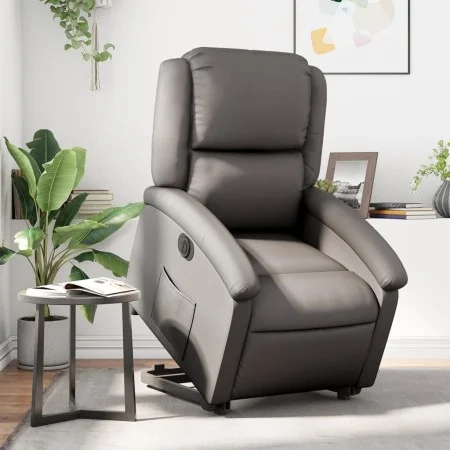 Gray Genuine Leather Electric Liftable Recliner Chair by , Armchairs - Ref: Foro24-3204273, Price: 432,61 €, Discount: %