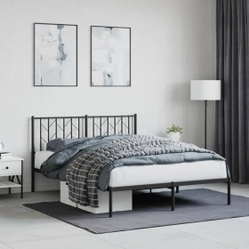 Bed frame with black metal headboard 140x190 cm by , Beds and slatted bases - Ref: Foro24-374437, Price: 104,17 €, Discount: %