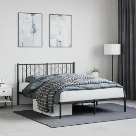 Bed frame with black metal headboard 140x190 cm by , Beds and slatted bases - Ref: Foro24-374437, Price: 102,73 €, Discount: %