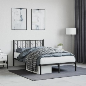 Bed frame with black metal headboard 120x200 cm by , Beds and slatted bases - Ref: Foro24-374435, Price: 96,17 €, Discount: %