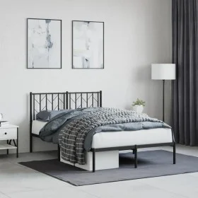 Bed frame with black metal headboard 120x200 cm by , Beds and slatted bases - Ref: Foro24-374435, Price: 94,31 €, Discount: %