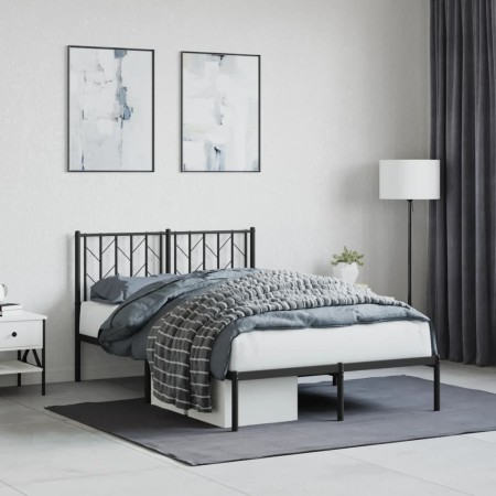 Estructura de cama con cabecero metal negro 120x200 cm de , Camas y somieres - Ref: Foro24-374435, Precio: 96,11 €, Descuento: %