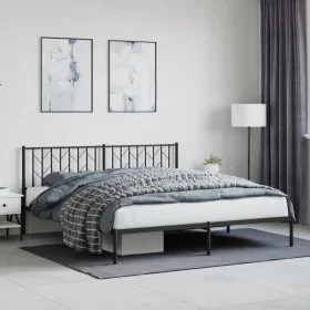 Bed frame with black metal headboard 183x213 cm by , Beds and slatted bases - Ref: Foro24-374442, Price: 102,10 €, Discount: %