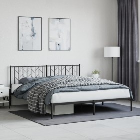 Estructura de cama con cabecero metal negro 183x213 cm de , Camas y somieres - Ref: Foro24-374442, Precio: 103,53 €, Descuent...