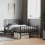 Bed frame with headboard and black metal footboard 100x190cm by , Beds and slatted bases - Ref: Foro24-374449, Price: 76,59 €...