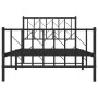 Bettgestell mit Kopfteil und Fußteil aus schwarzem Metall, 100 x 190 cm von , Betten und Lattenroste - Ref: Foro24-374449, Pr...