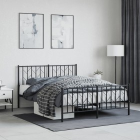 Black metal headboard and footboard bed frame 135x190cm by , Beds and slatted bases - Ref: Foro24-374454, Price: 98,66 €, Dis...