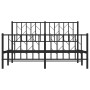 Bettgestell mit Kopf- und Fußteil aus schwarzem Metall, 135 x 190 cm von , Betten und Lattenroste - Ref: Foro24-374454, Preis...