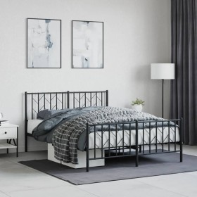 Estructura de cama cabecero y pie de cama metal negro 140x200cm de , Camas y somieres - Ref: Foro24-374456, Precio: 124,22 €,...